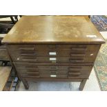 A 1940's oak plan chest of six drawers raised on square legs CONDITION REPORTS Wear, scuffs, various
