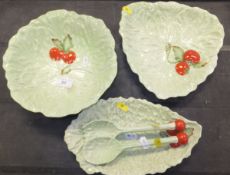 Three Carlton ware leaf-moulded dishes,