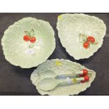 Three Carlton ware leaf-moulded dishes,