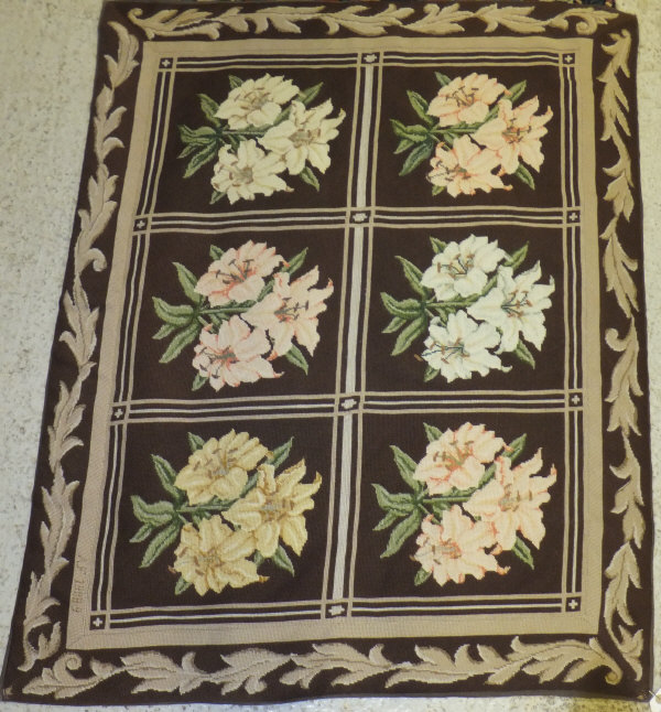 An Aubusson style wall hanging decorated