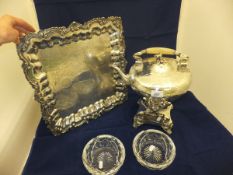 A circa 1900 silver plated ivory handled
