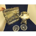 A circa 1900 silver plated ivory handled