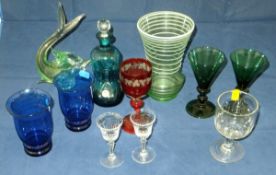 Assorted glassware to include jugs, vase