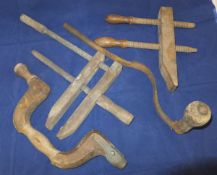 Assorted wooden tools to include clamps,