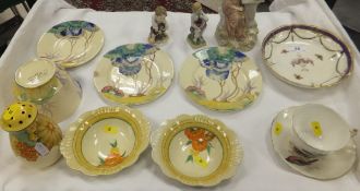 A Clarice Cliff "Bizarre" pattern bowl, together with a similarly decorated Clarice Cliff "
