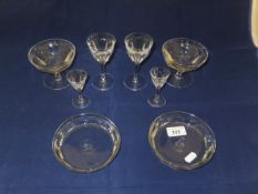 Assorted glass drinking vessels and dish
