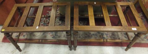 A pair of Victorian walnut luggage stand