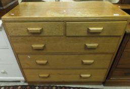An oak chest of two short and three long graduated drawers on a plinth base CONDITION REPORTS Top is