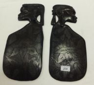 Two Masai carved ebony wall plaques as f
