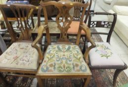 Five assorted dining chairs to include o