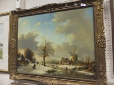 R. M. CROMPTON - a pair of Winter scenes in the Dutch style, signed in red CONDITION REPORTS Size