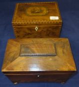 A 19th Century burr yew and parquetry ba