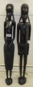 Two African carved ebony figures