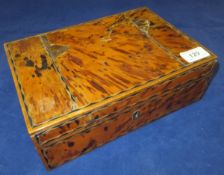 A 19th Century tortoiseshell and parquetry work inlaid box with fitted interior  CONDITION REPORTS