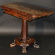 An early Victorian rosewood card table,