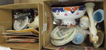 Two boxes of sundry china, jewellery, et