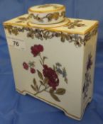 A 19th Century Chinese armorial tea caddy, bearing blue under-glazed and black over-glazed marks