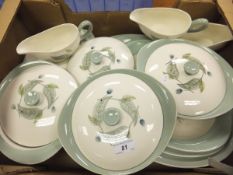 A collection of Wedgwood "Woodbury" pattern dinner wares to include three lidded tureens,