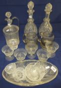 Assorted glassware to include two decant