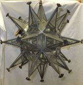 A 19th Century brass and tin starburst hanging lantern CONDITION REPORTS 43 cm high