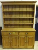 A pine dresser, the three tier boarded p