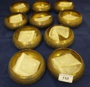 A set of ten Persian engraved brass fing