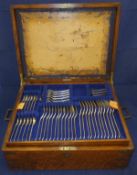 A plated Old English Thread pattern canteen of cutlery comprising twelve table forks, twelve dessert