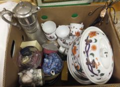 A box of assorted china and glassware to