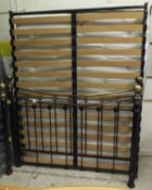 A modern steel and brass king size bed frame with mattress CONDITION REPORTS Wear, scuffs, some