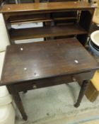 A mahogany single drawer side table on t