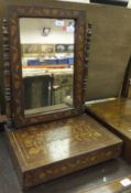 A 19th Century Dutch mahogany and marquetry inlaid toilet mirror, the rectangular plate on turned