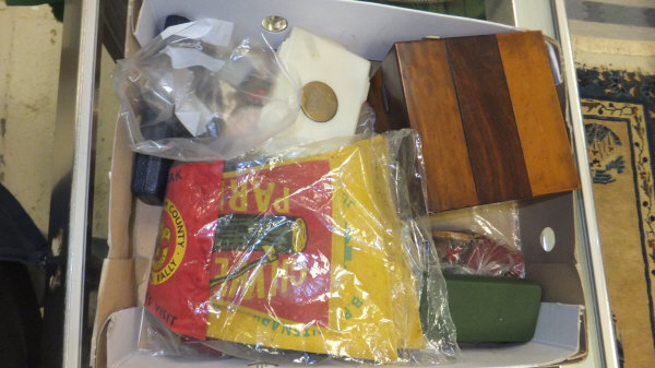 A box containing assorted pin badges, cloth badges, pennant flags, etc, related to the Girl Guides - Image 2 of 16