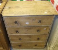 A pine chest of four drawers on plinth base CONDITION REPORTS Quite a lot of chips, damage, losses