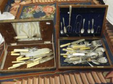 Two boxes of various cutlery including f