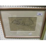 GILBERT SPENCER "Sleeping dog", pencil, signed lower right, dated April 2nd 1915 CONDITION REPORTS