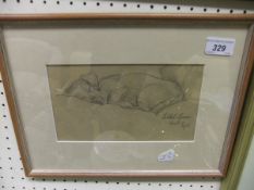 GILBERT SPENCER "Sleeping dog", pencil, signed lower right, dated April 2nd 1915 CONDITION REPORTS