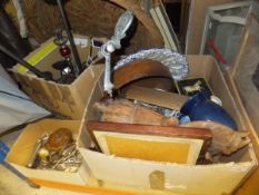 A box of sundry items to include a woode