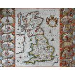 AFTER JOHANNES BLAEU "Britannia Anglo Saxonum Heptarchia", map, black and white engraving, later