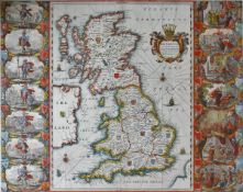 AFTER JOHANNES BLAEU "Britannia Anglo Saxonum Heptarchia", map, black and white engraving, later