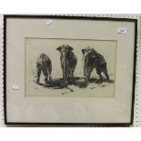 AFTER LEONARD ROBERT BRIGHTWELL "Kings in exile", black and white engraving, signed in pencil