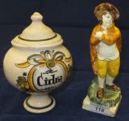 A Pratt ware figure depicting Winter, to