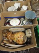 Three boxes of assorted china and glass