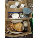 Three boxes of assorted china and glass