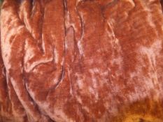 Three pairs of rust coloured velvet pinch pleat interlined curtains CONDITION REPORTS One pair