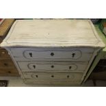 A painted Continental chest of three long drawers on plinth base CONDITION REPORTS Overall with