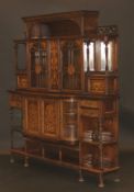 A circa 1900 rosewood and marquetry inlaid side cabinet by James Shoolbred of Tottenham Court Road