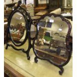 A shaped Victorian toilet mirror, the fr