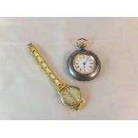 An 18 carat gold cased ladies wristwatch