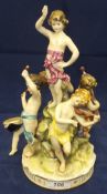 A Silesian porcelain figure group depicting putti playing musical instruments CONDITION REPORTS Some