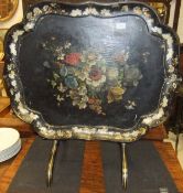 A Victorian black lacquered and hand pai